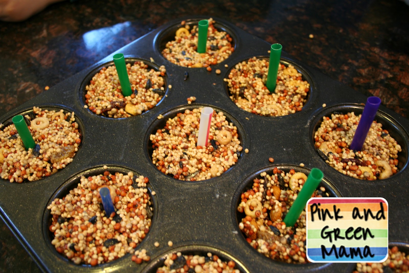 Pink and Green Mama * Birdseed Cakes