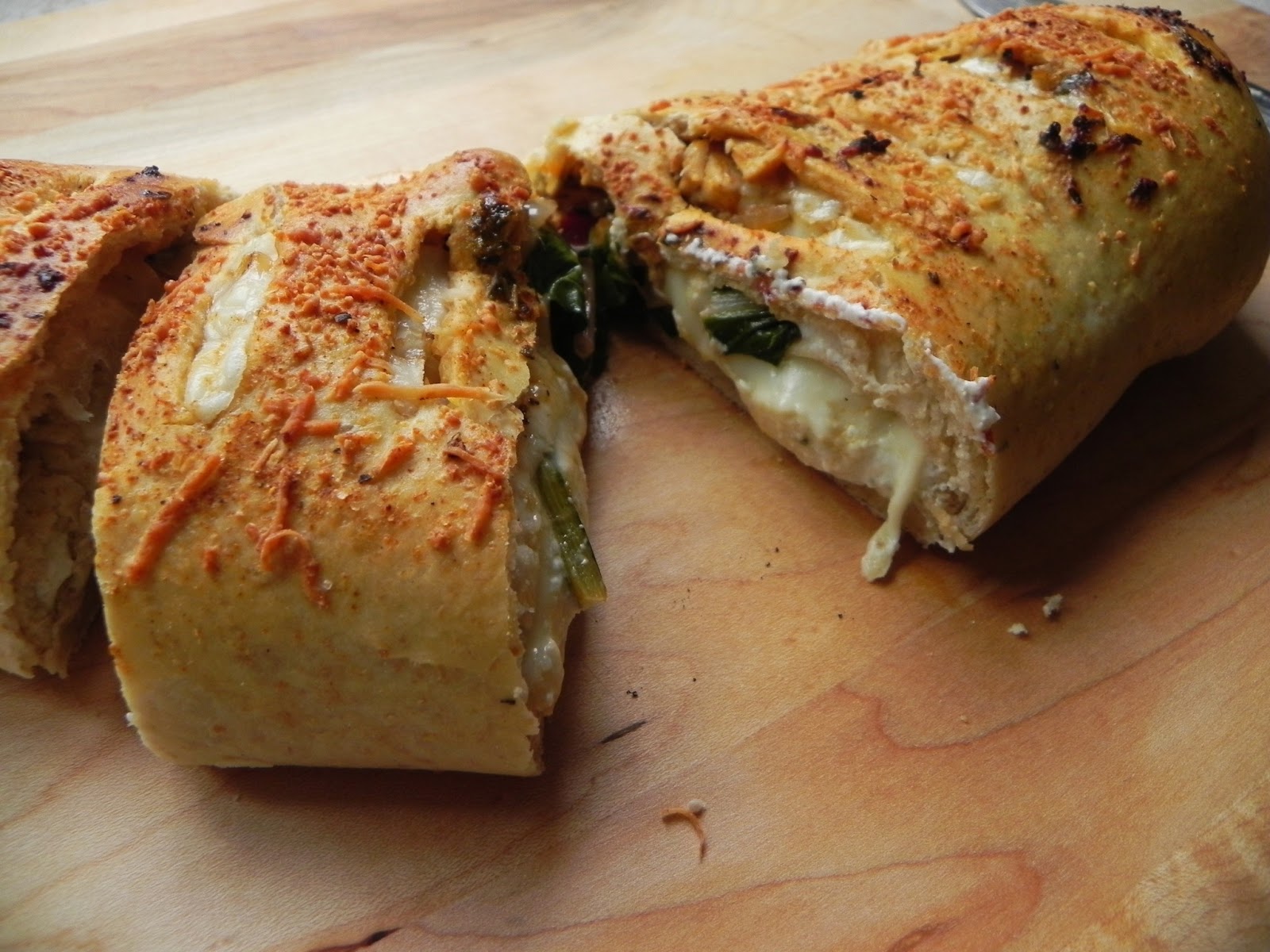 Let Them Eat Healthy Buffalo Chicken & Rainbow Chard Stromboli