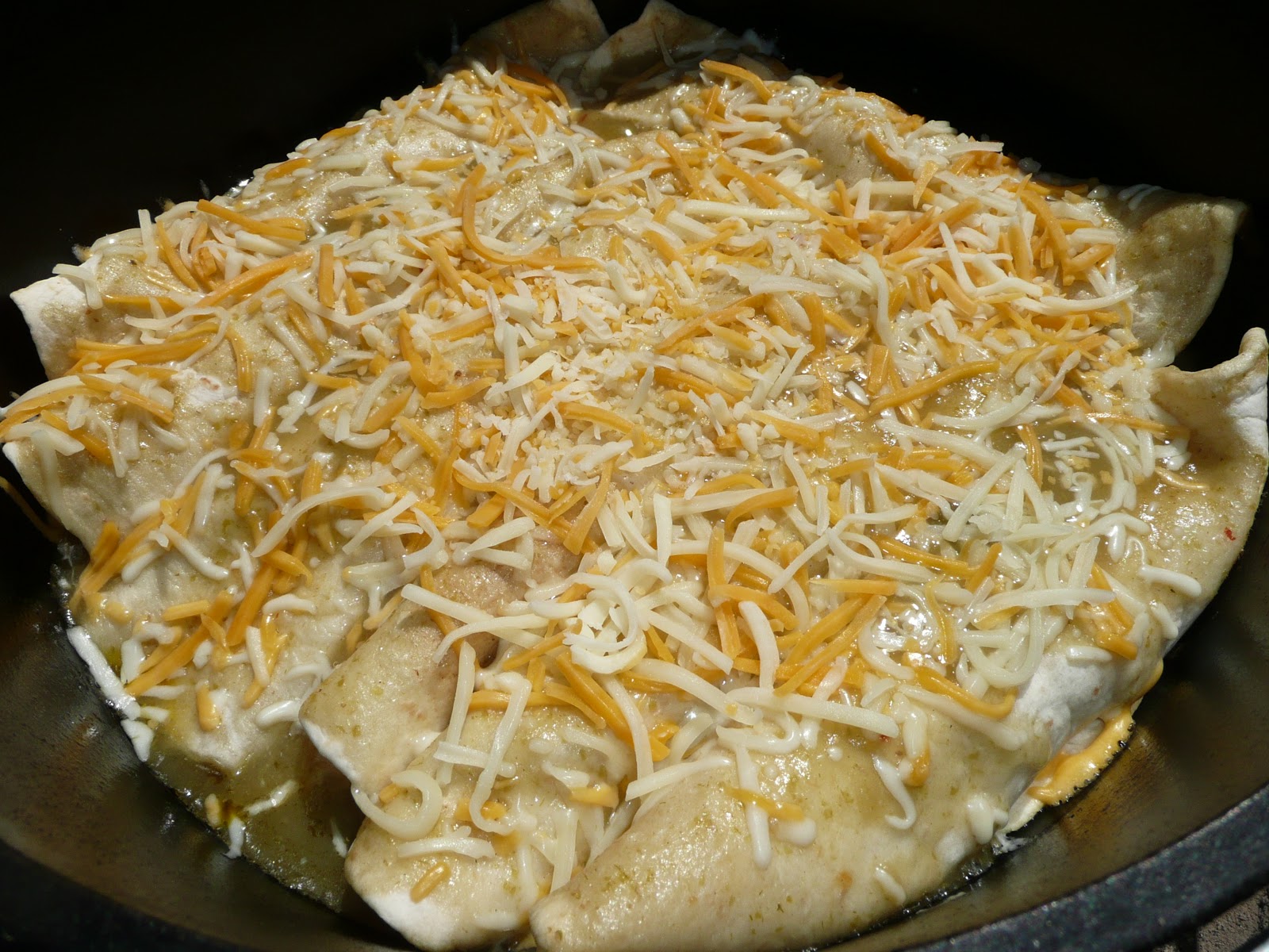 Everyday Dutch Oven Green Chile Chicken Enchiladas
