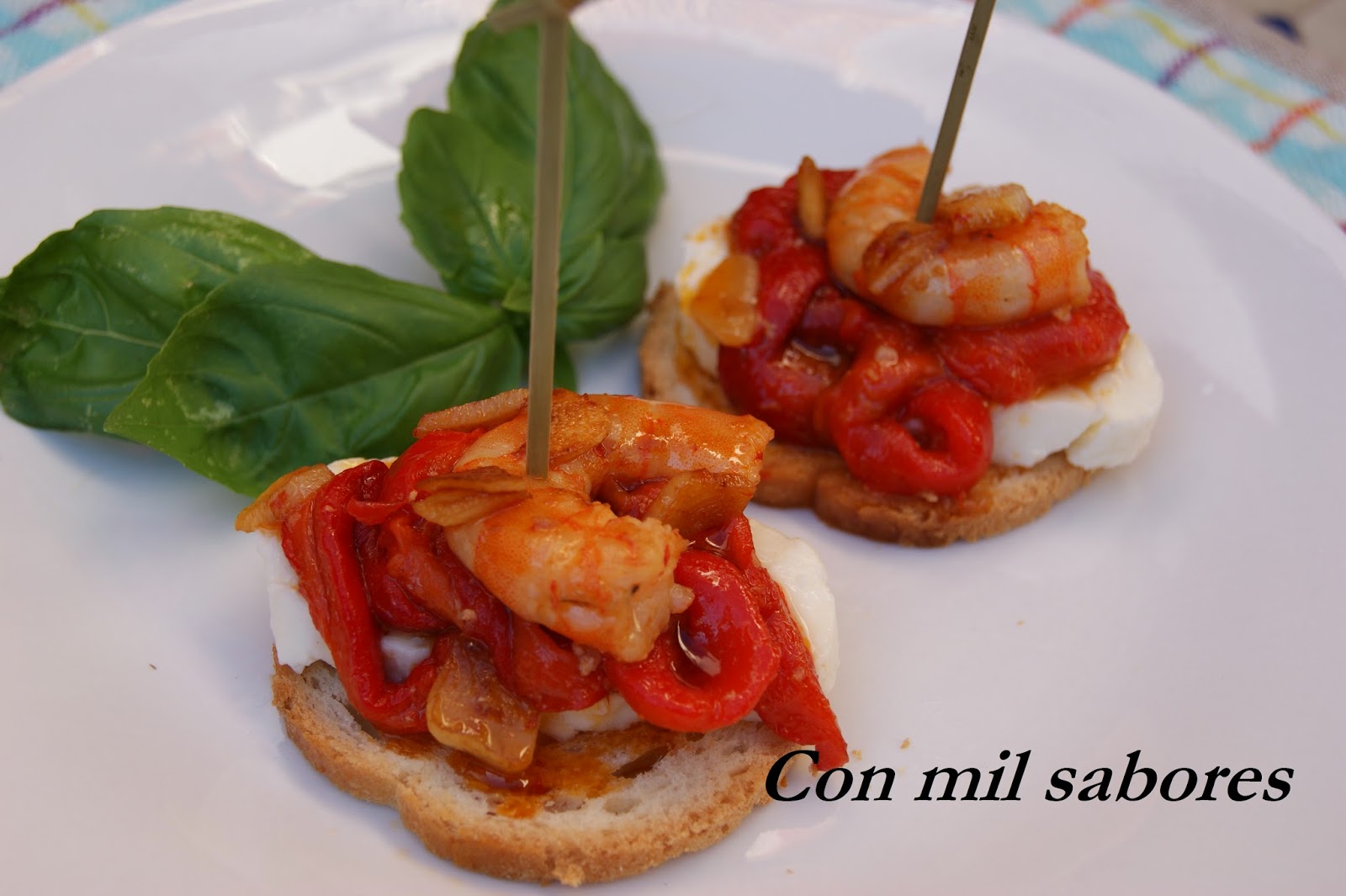 Pincho De Pimientos Asados Con Langostinos Y Mozzarella (especial Tapas)
