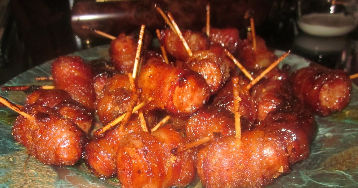 Haute + Heirloom Candied BaconWrapped Smoked Sausages with BBQ Sauce