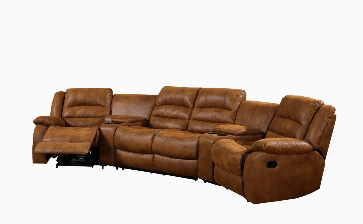 leather reclining curved sofa