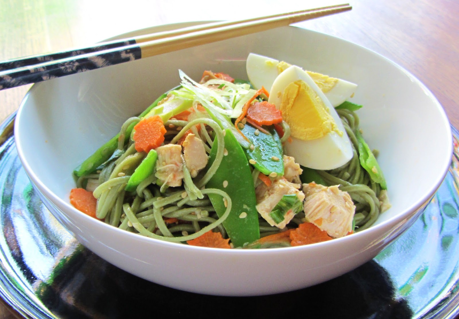 Let's eat......simple! Green Tea Soba Noodle Salad with Sesame Soy Ginger Dressing