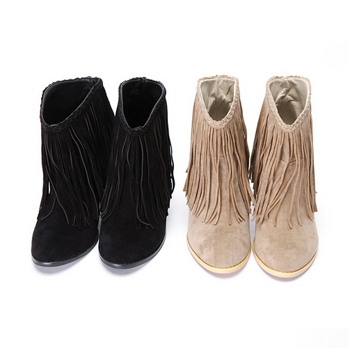 Fringe Suede Ankle Boots