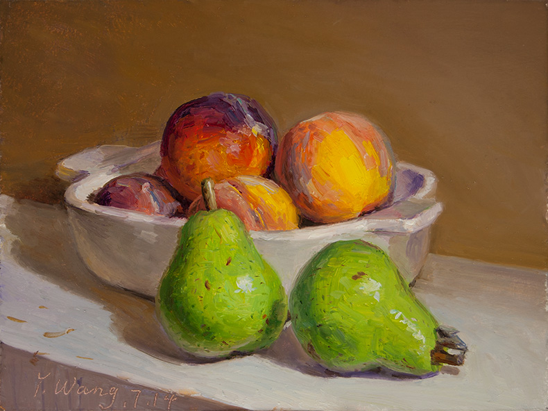 Wang Fine Art peaches and pears, daily painting still life fruit
