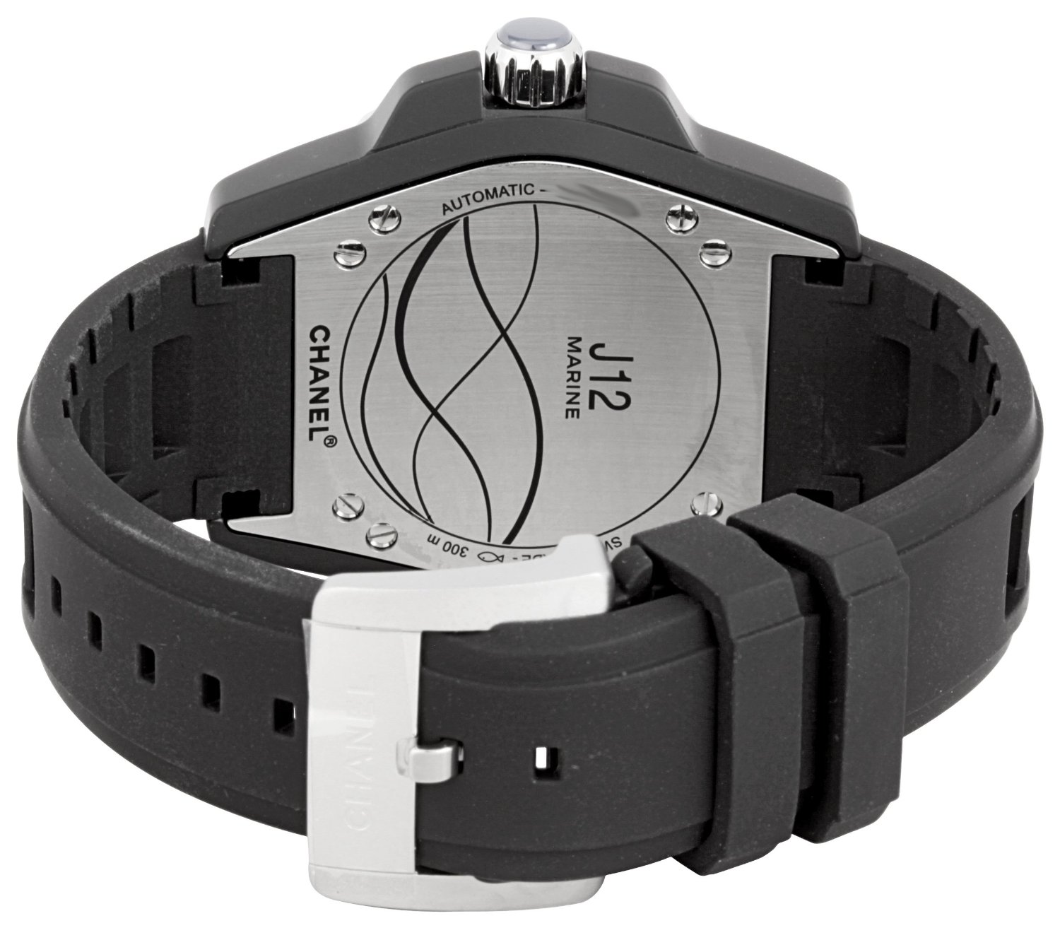 Chanel Men's H2559 J12 Black Rubber Strap Watch Bracelet Watch Bands by Bracelet Watches