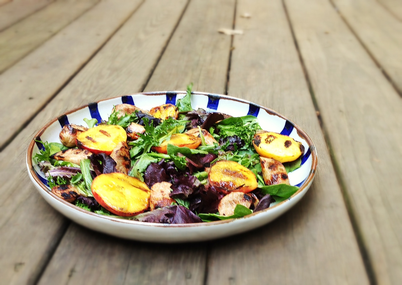 Mix it Up Grilled Peach and Sausage Salad