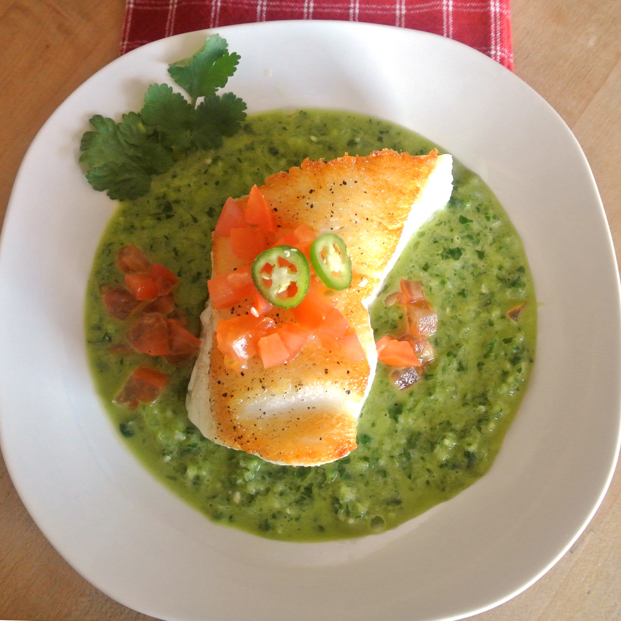 Gourmet Cooking For Two Chilean Sea Bass with Green Gazpacho