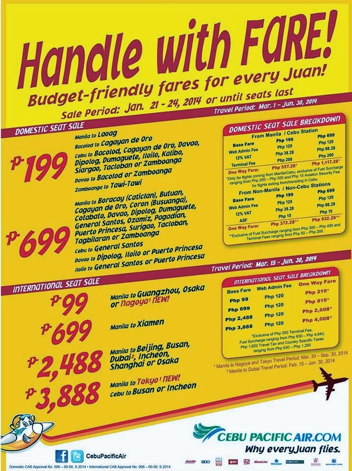 Cebu Pacific Promo Fares 2020 to 2021 Promo Fare 2014 Cheapest is P99
