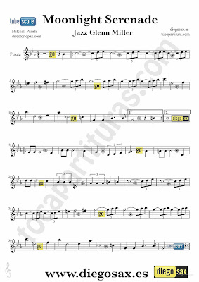 Tubepartitura Moonlight Serenade partitura de Flauta de Glenn Miller partitura de Jazz