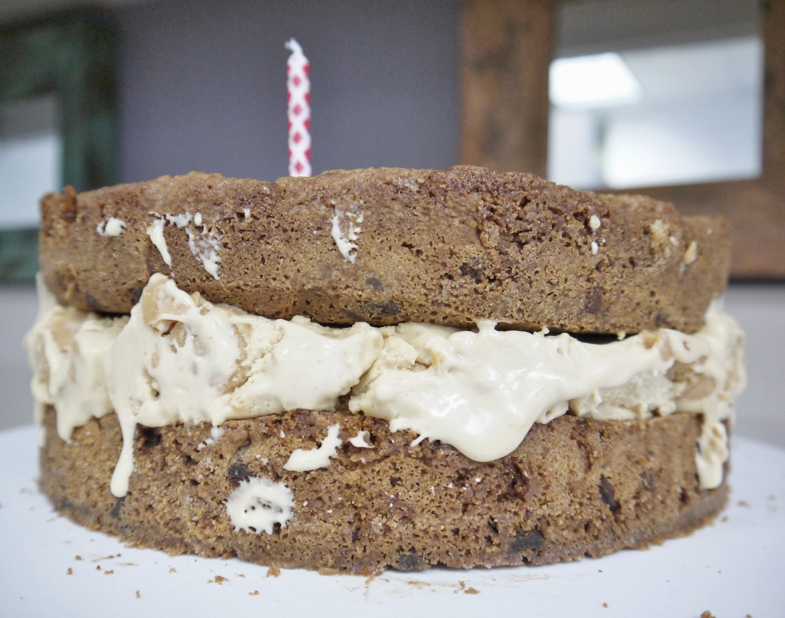 Whisking Through Life Peanut Butter Chocolate Chip Ice Cream Cake with