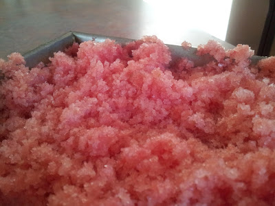 Granita fluffed in the pan and ready to eat