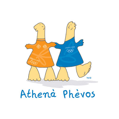 as mascotes olímpicas athena e phevos surto olimpico