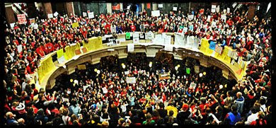 Wisconsin protesters occupying the state capitol