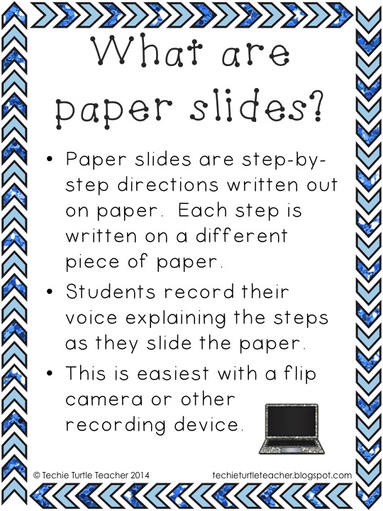 Techie Turtle Teacher Freebie Friday iPad or Flip Camera Paper Slide