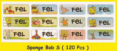 Label nama bergambar Sponge Bob (S)