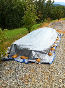 Our wood supply covered to protect it from the weather