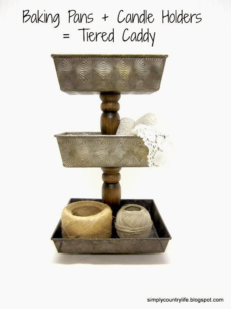 Simply Country Life Tiered Caddy from Baking Pans and Wood Candle Holders