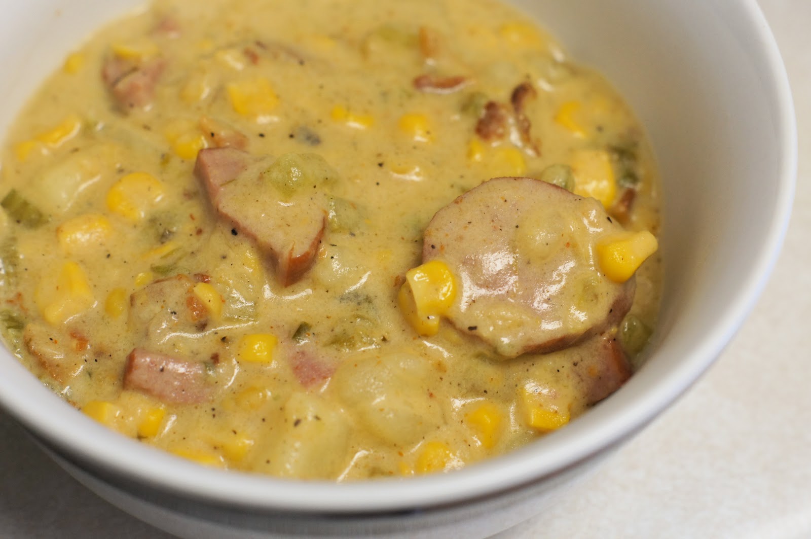 SockMonkey Sweets & Eats! Smoked Sausage & Corn Chowder