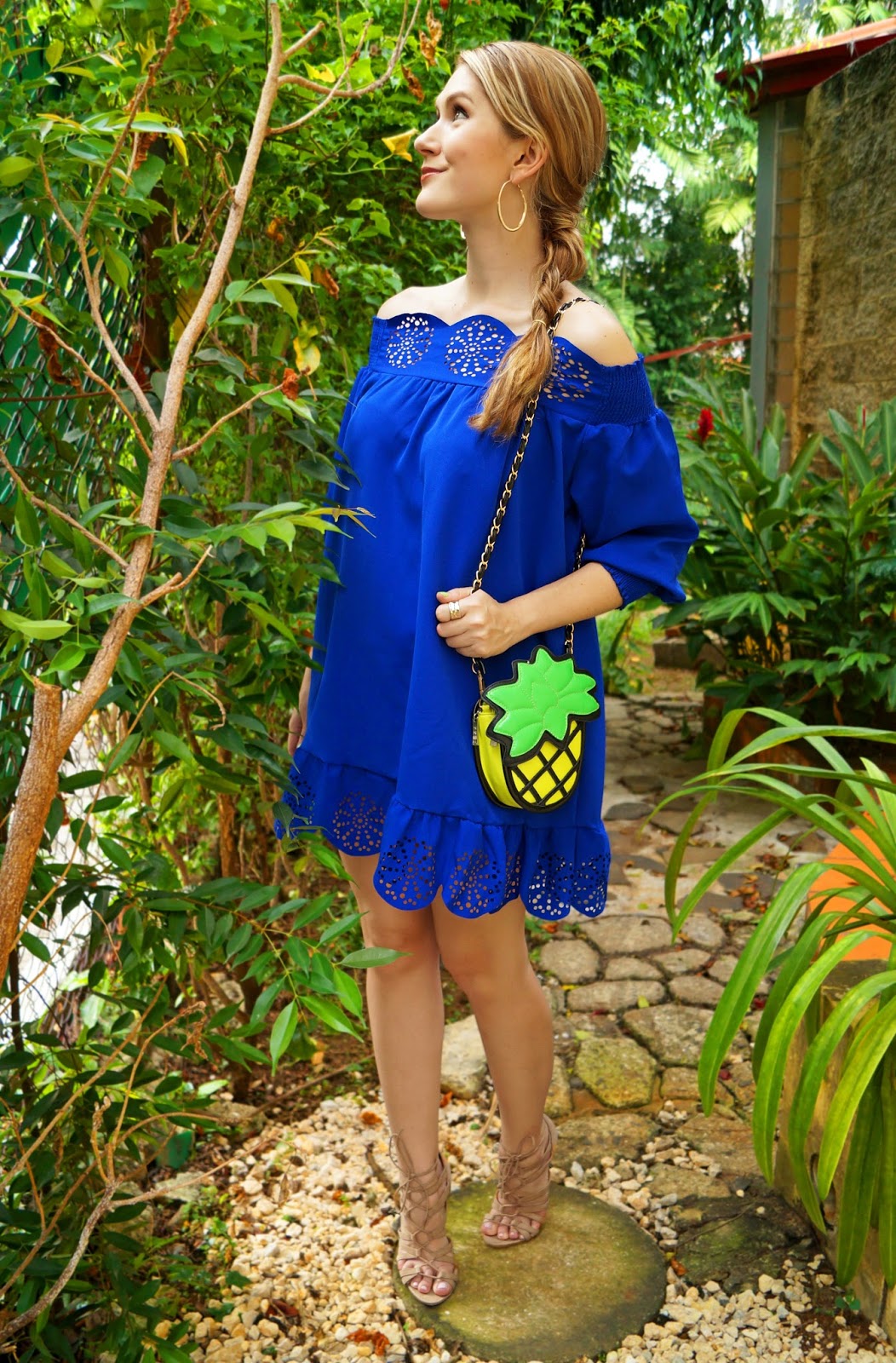 Colorful Summer Outfit. Love the Pineapple bag!