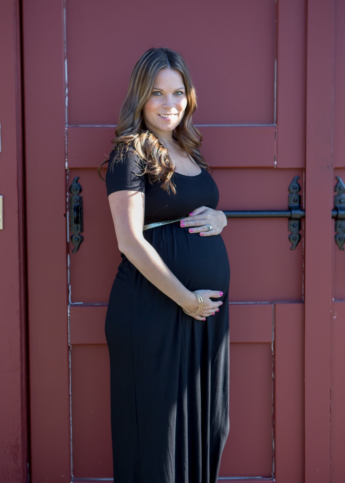 pink blush maternity baby shower dress