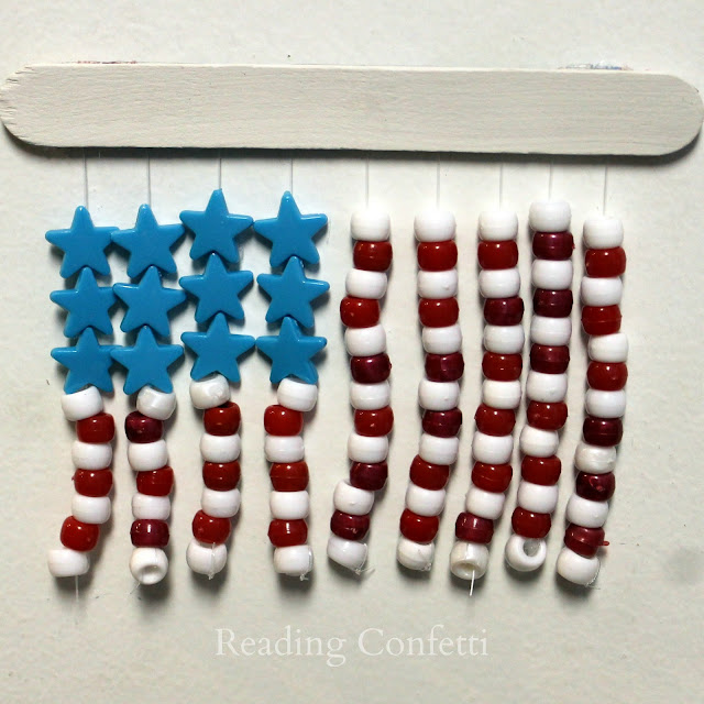 Pony Bead American Flag Reading Confetti