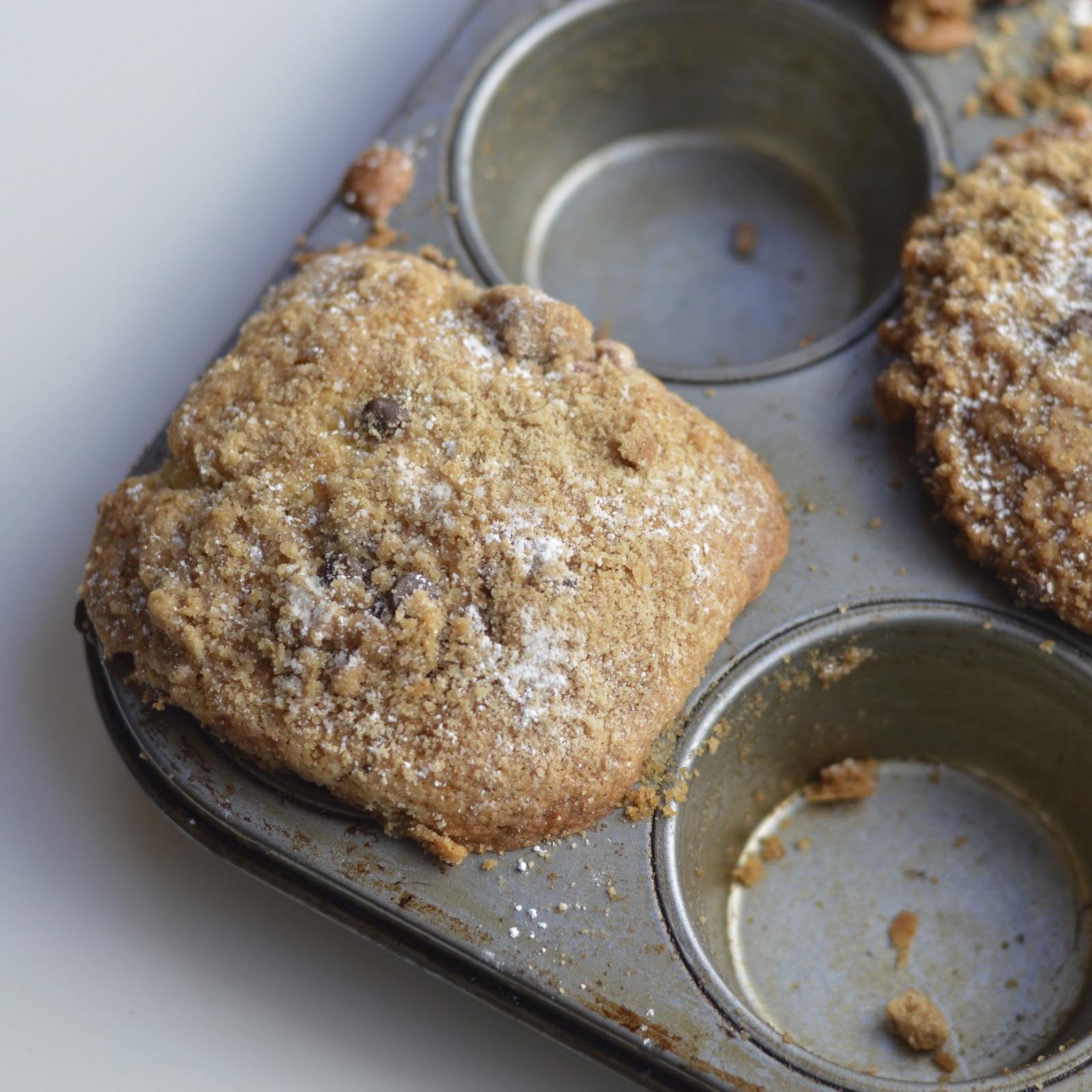 Coffee Cake Muffins with Chocolate Chips and Toasted Pecans Virtually