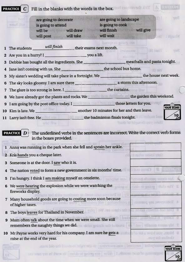 simple future tense worksheets with answers