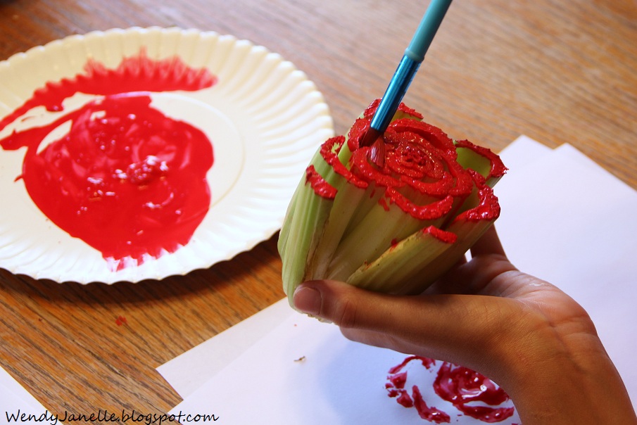 Living Creatively Painting roses with celery