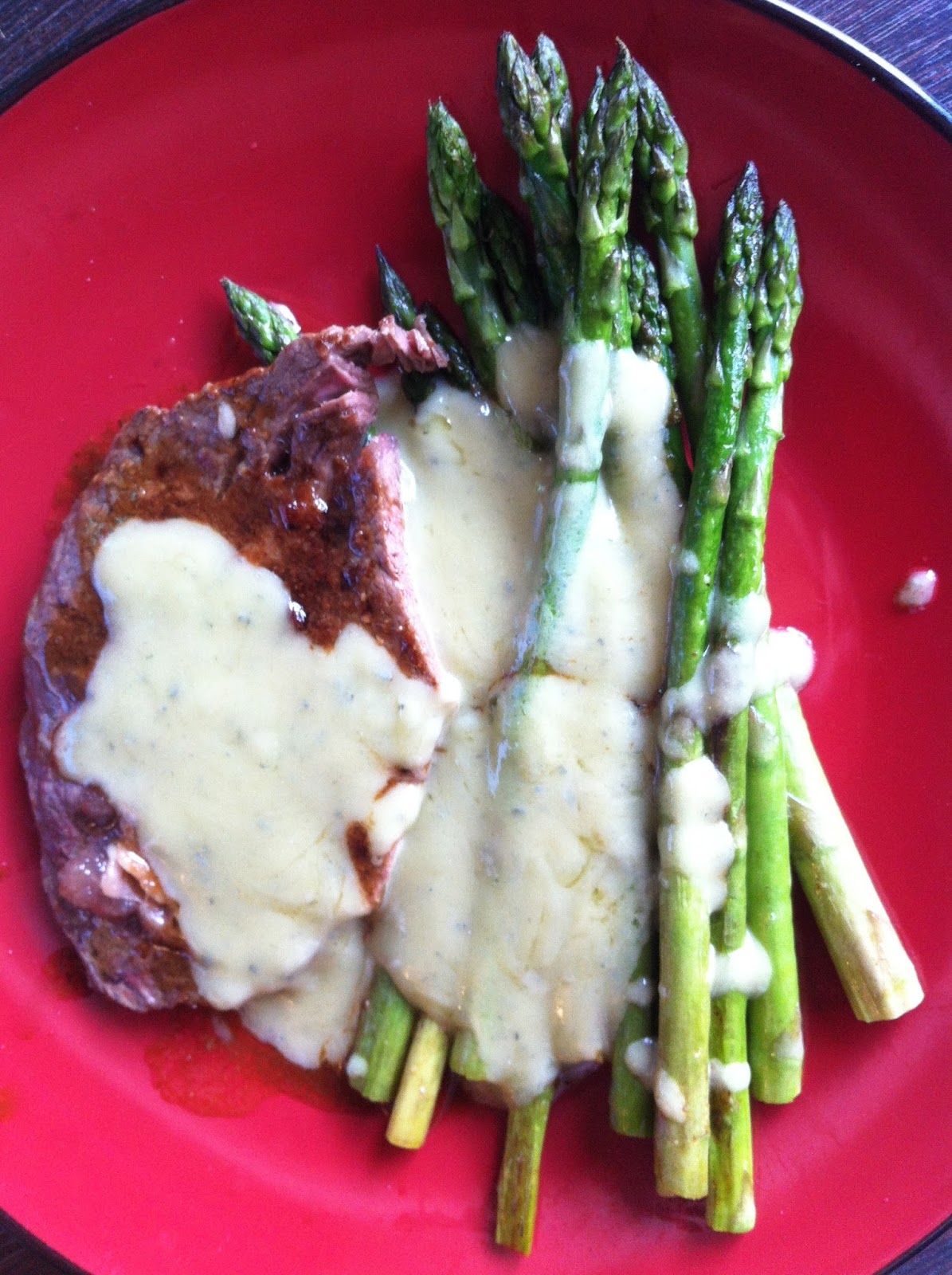 Fats, Hats, and Travels Steak and Asparagus with Blue Cheese Sauce