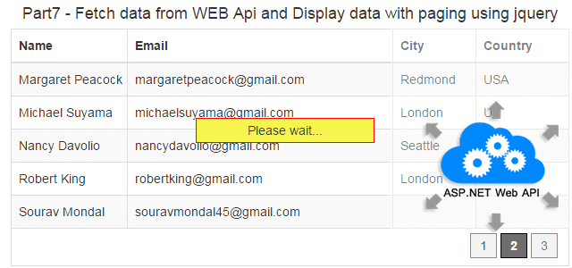retrieve and display data With Paging in the ASP.NET Web API using Jquery