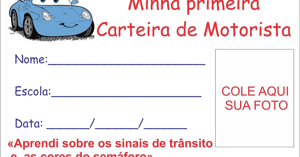 Minhas Atividades Pedagógicas: Semana do Trânsito - carteirinha de