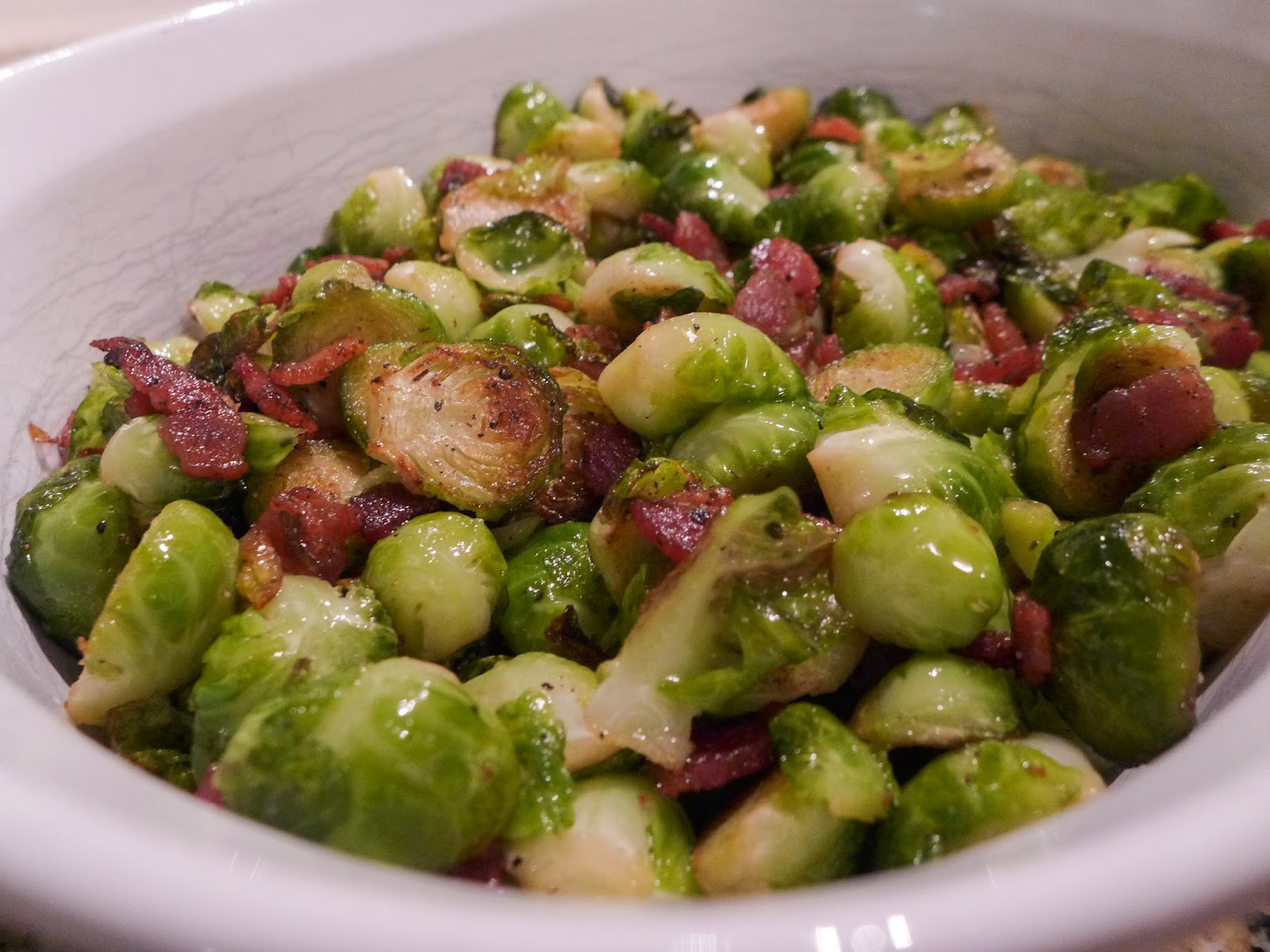 Dimples & Delights Sauteed Brussels Sprouts with Bacon