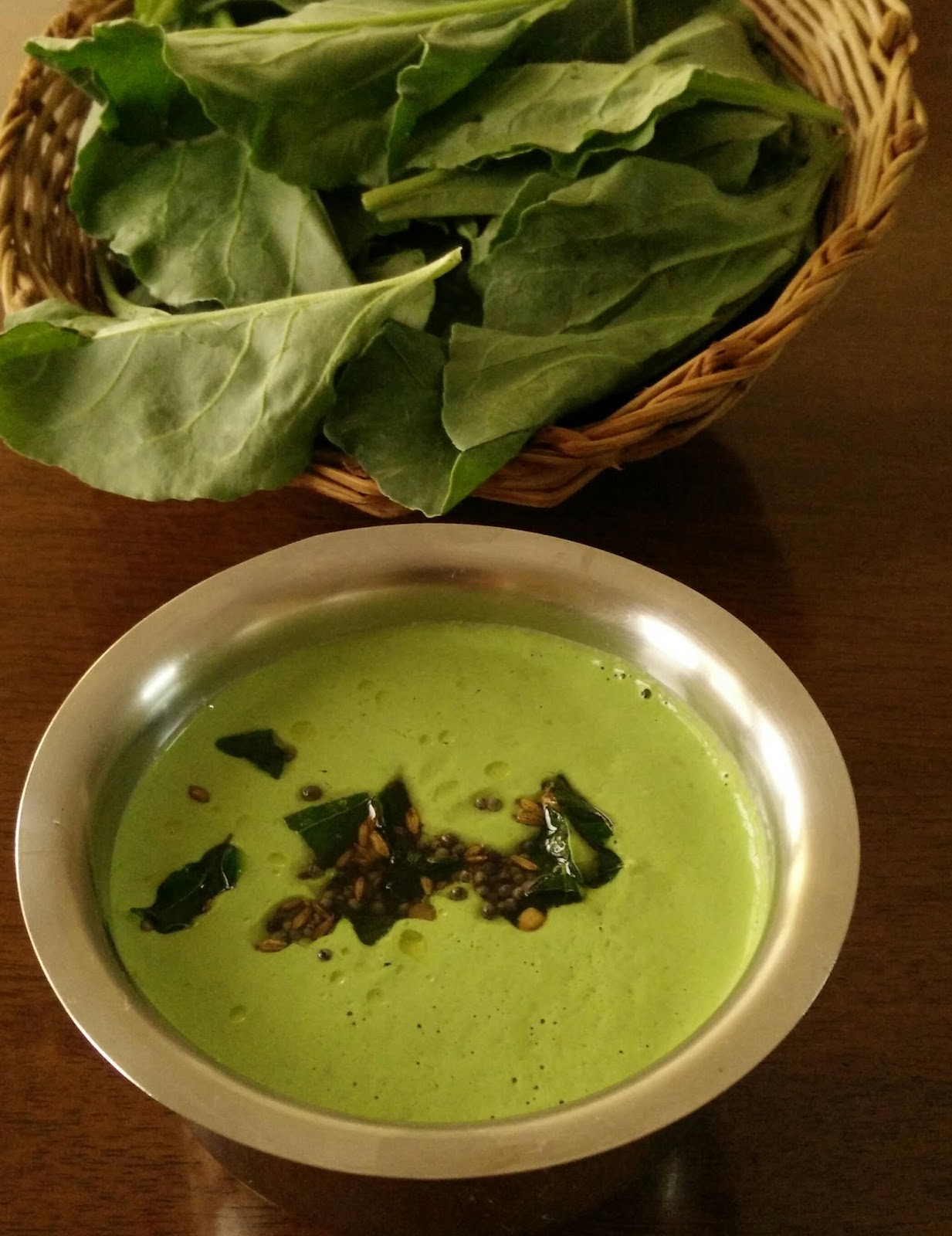 to Prameela's Kitchen Palak Tambli/Tambuli (Spinach Yogurt Curry)
