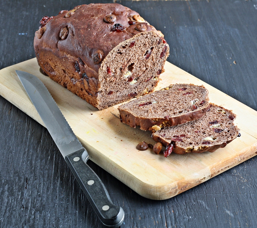 Versatile Vegetarian Kitchen Yeasted Chocolate Bread with Cranberries