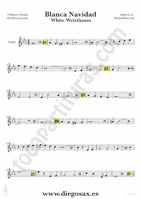 Tubescore White Christmas sheet music for Violin Christmas Carol music score