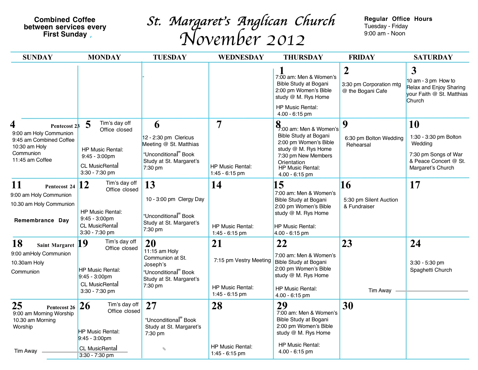 St Margaret's Anglican Church November