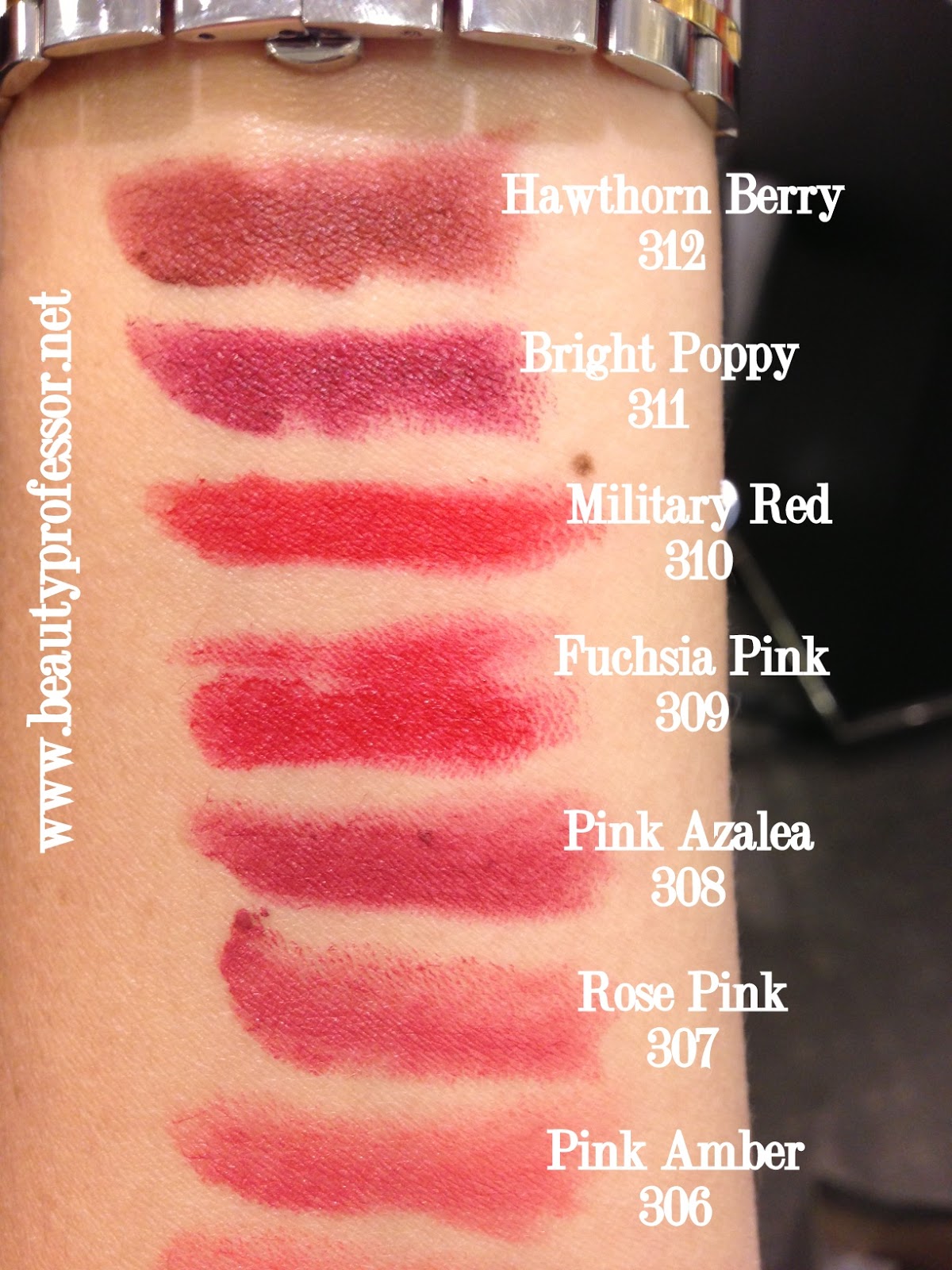 Beauty Professor: Burberry Lip Velvet Swatches of All 12 