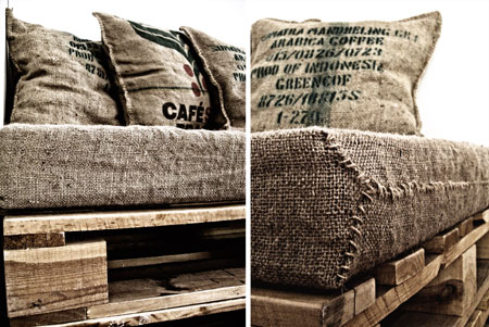 K I Our Wonderful World Handmade Hessian Pallet Couch