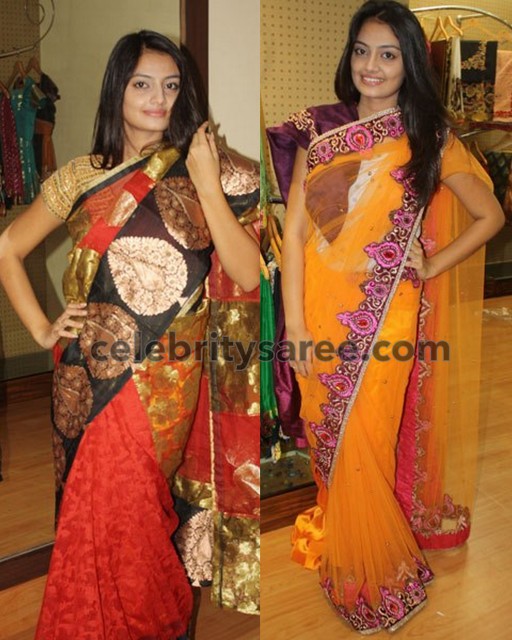 Nikitha Narayan in Silk and Net Saris