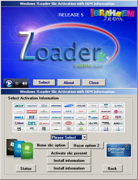 CRACK Windows 7Loader by Orbit30 And Hazar 32Bit 64Bit v1.0.