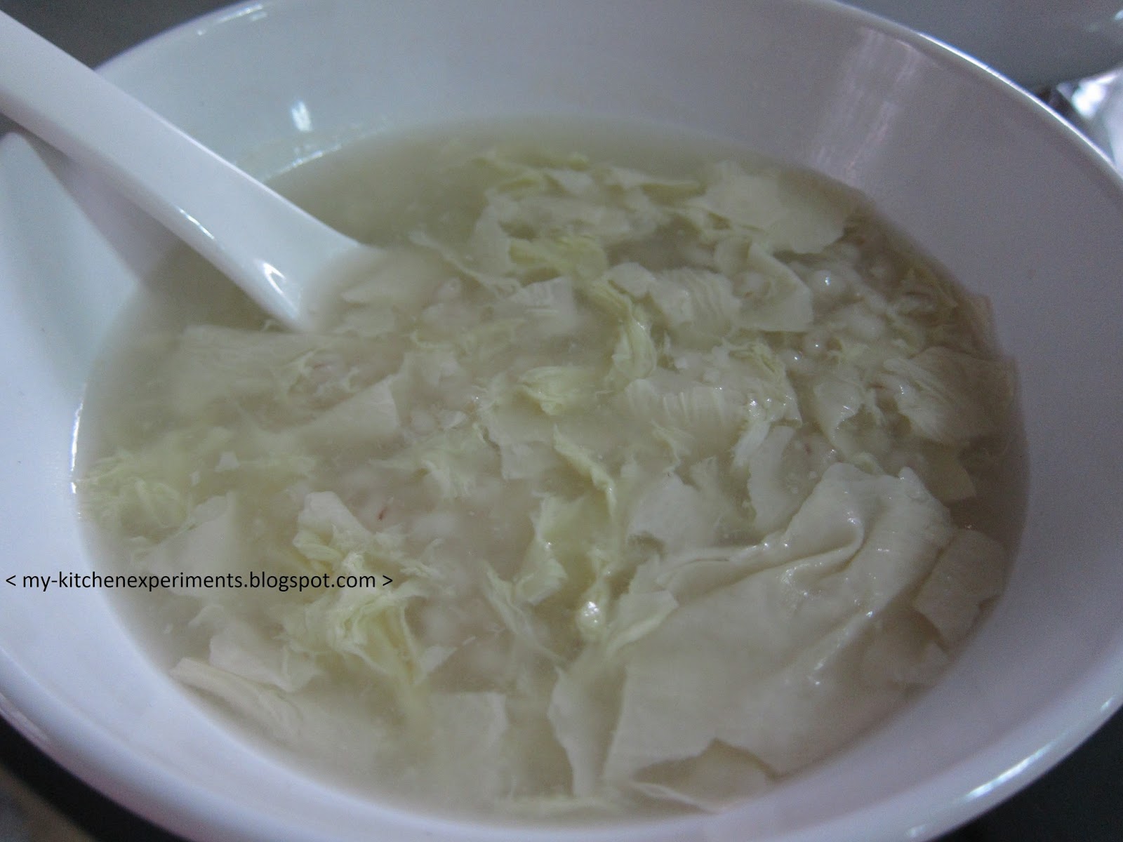 My Kitchen Experiments Barley Dessert Soup with Dried Bean Curd Sheet