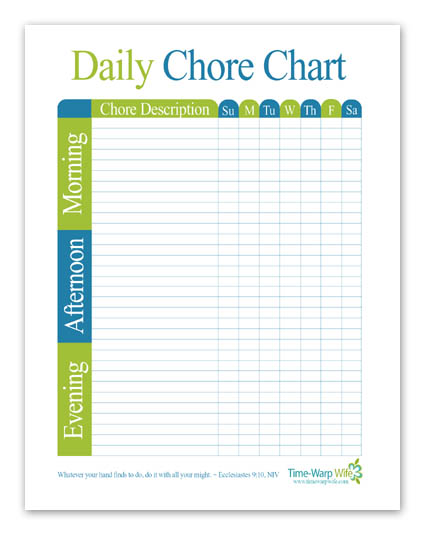 Chore Chart Printable Images