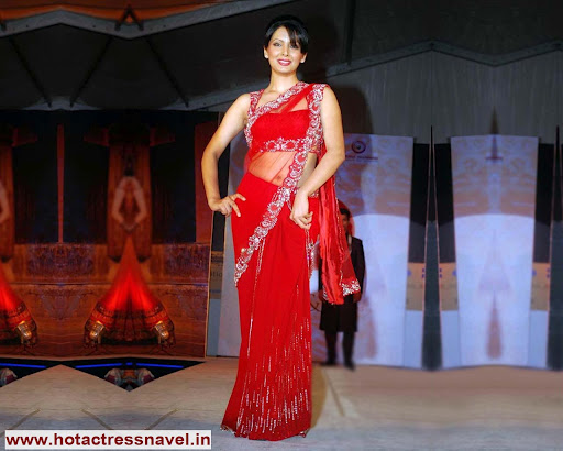 Geeta Basra Navel in red saree - (3) - Geeta Basra Navel Pics in Sari