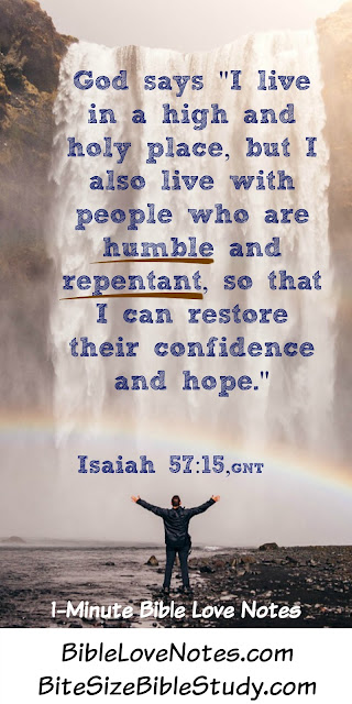 repentance, being humble and contrite, Isaiah 57:15