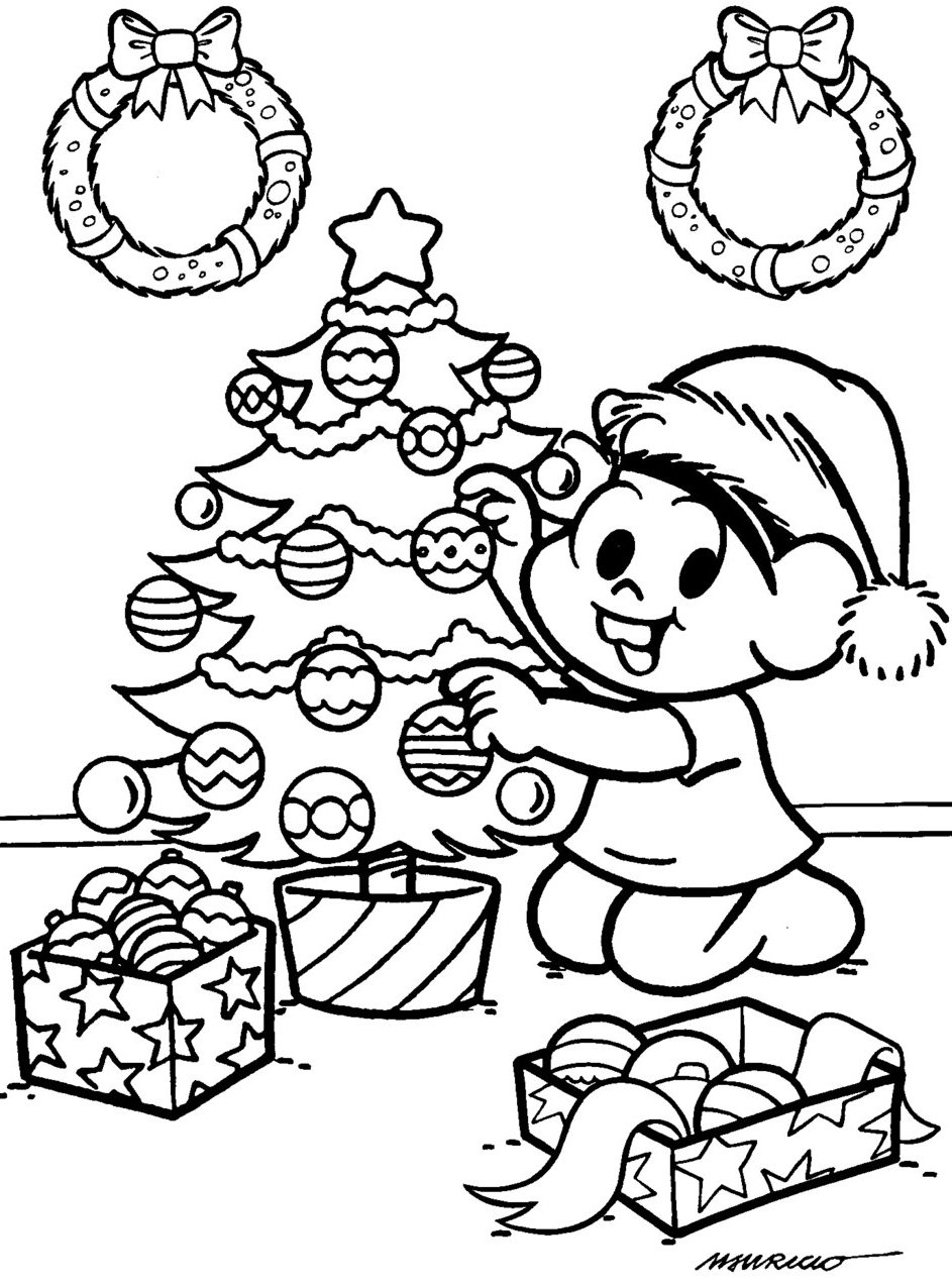 imagens o natal da turma da monica pintar Desenhos Para Colori o natal da turma da monica desenhar