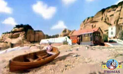 Old steam tram Toby the tank engine going on a vacation seaside trip in Henrietta the faithful coach