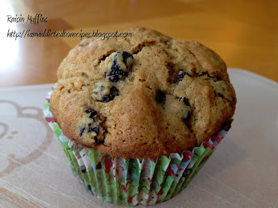 My hubby loves these, raisin muffins - cook the raisins first!