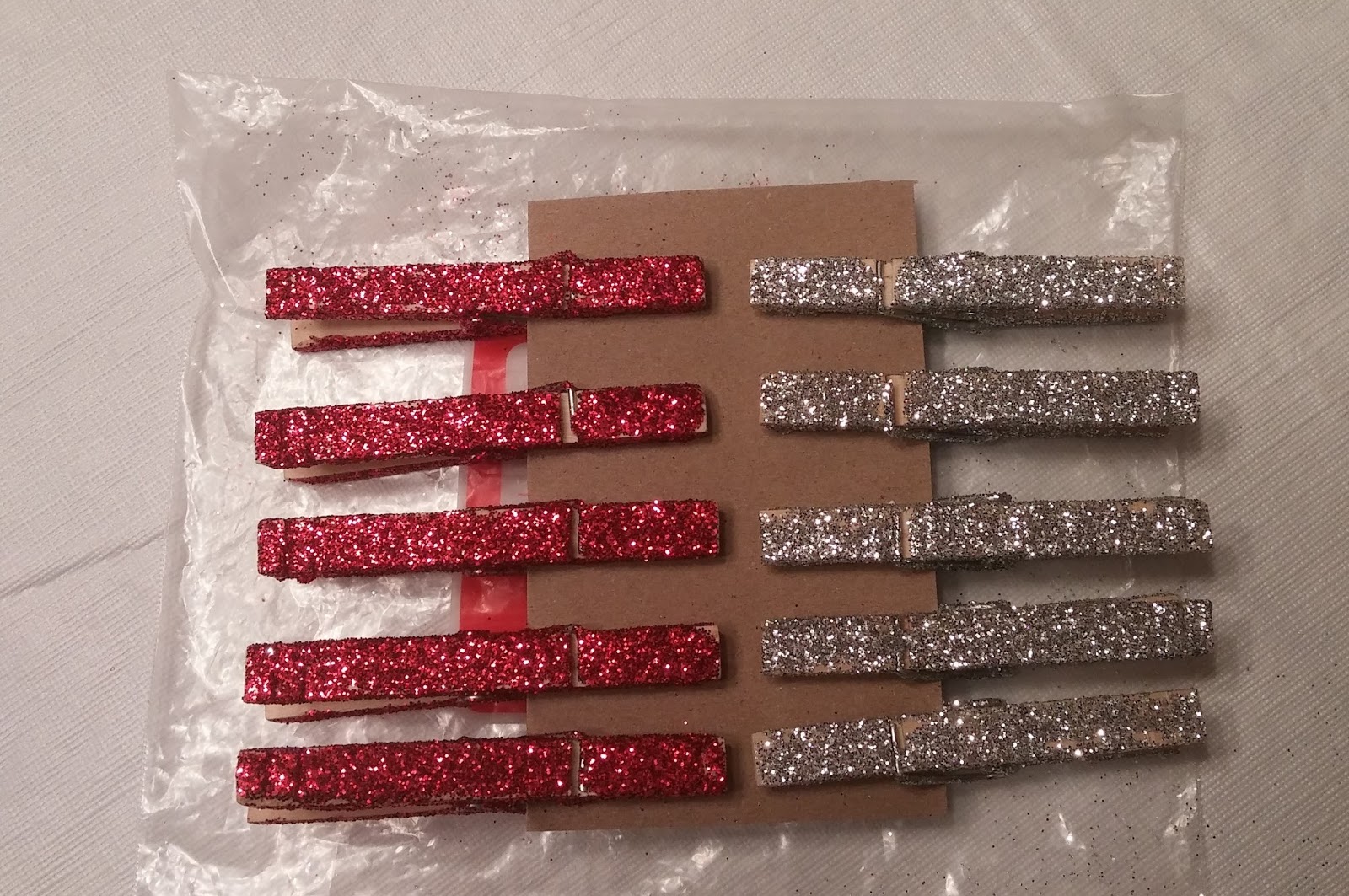 Glitter Clothespins for Christmas Card Garland