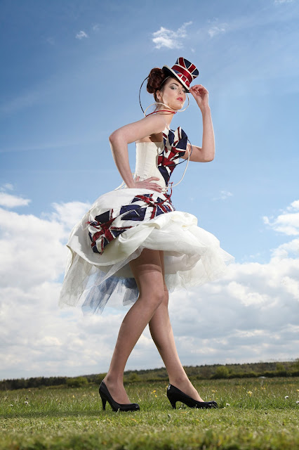 Charlotte Girdwood model Kelly Ewings Jubilee Dress. pic: Doug Jackson